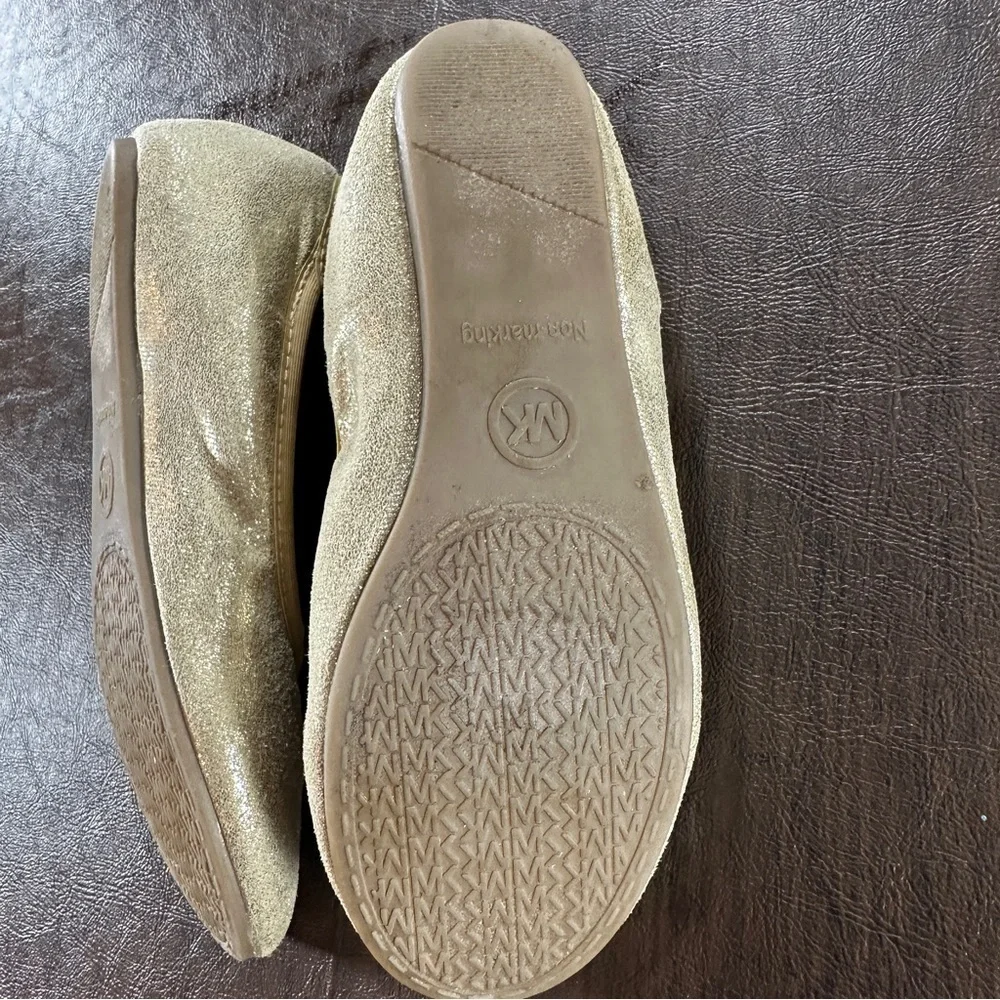 Michael Kors Faye Nollie Gold Heart Accent Flats Girls Sz 1